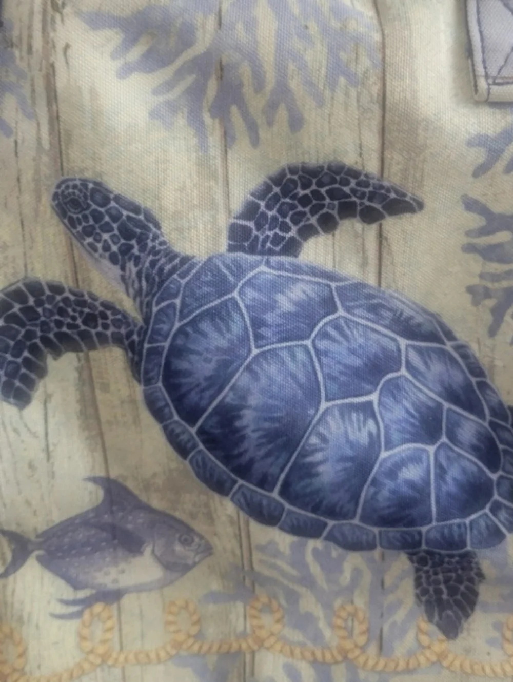 Sun N Sand Blue Sea Turtle  Seahorse Canvas Tote Bag By Andrea Tachiera Beachie